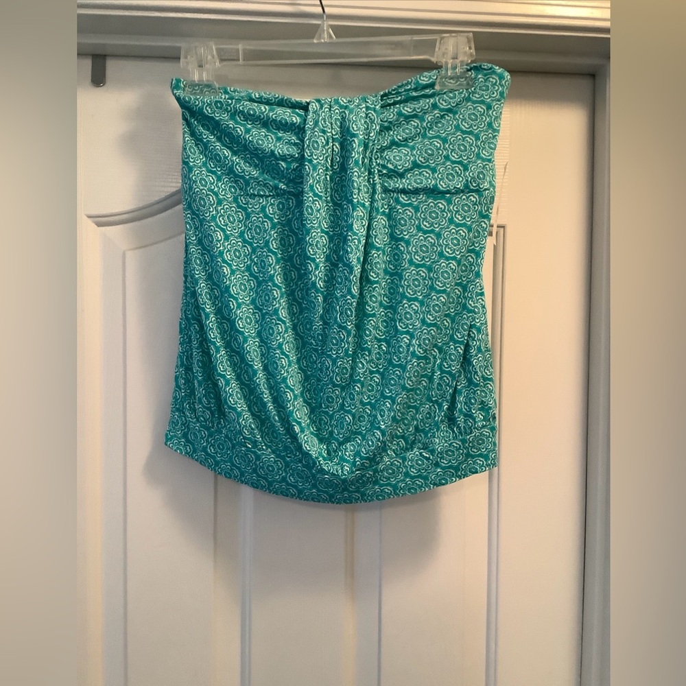 New York & Company Turquoise white floral strapless Tube top Small